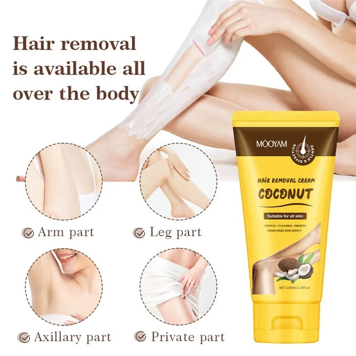 5 Mins Efficiency Herbal Full Body Painless Depilatory Coconut Hair Removal Cream best